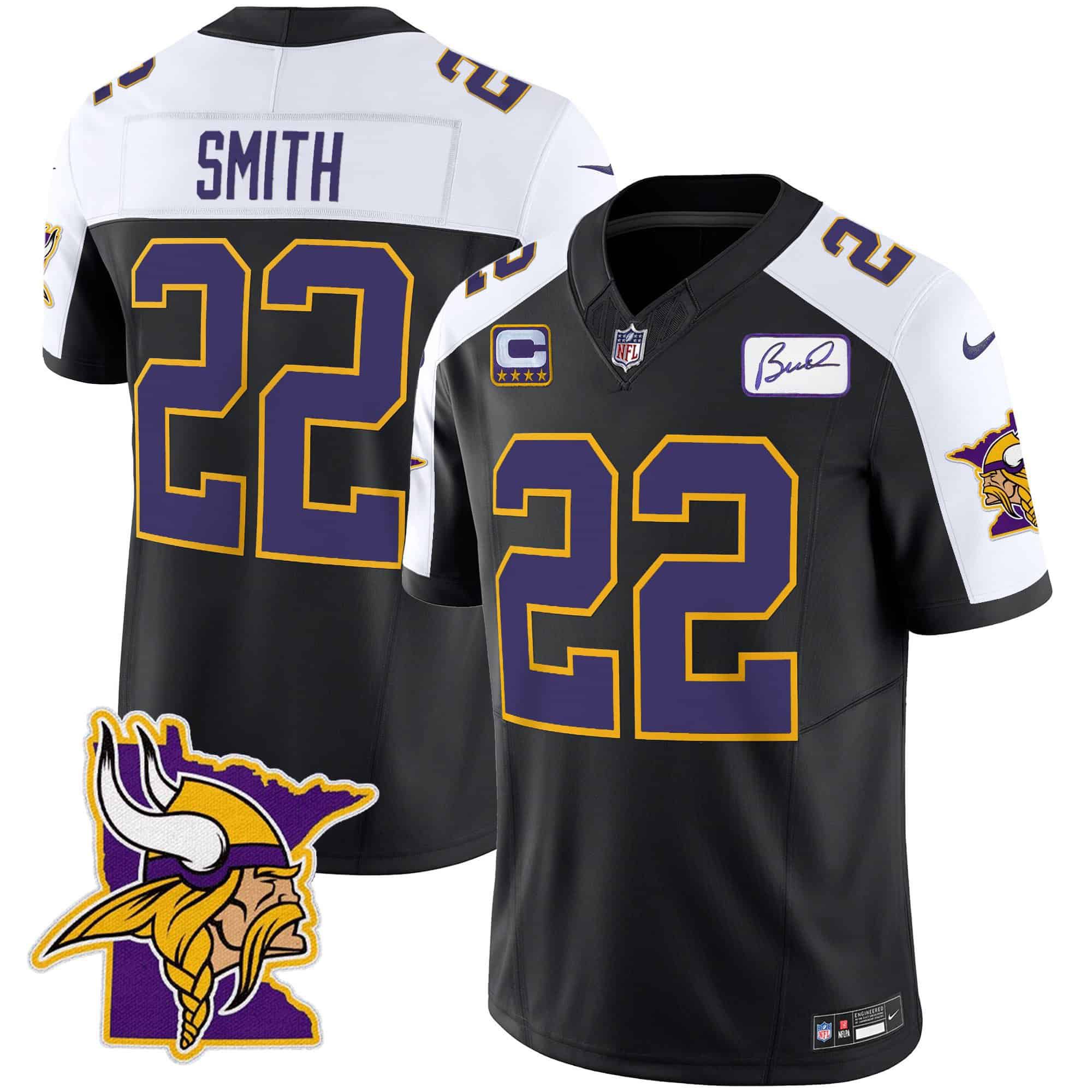 Men Minnesota Vikings #22 Smith Black 2024 Nike Patch Classic Limited NFL Jersey